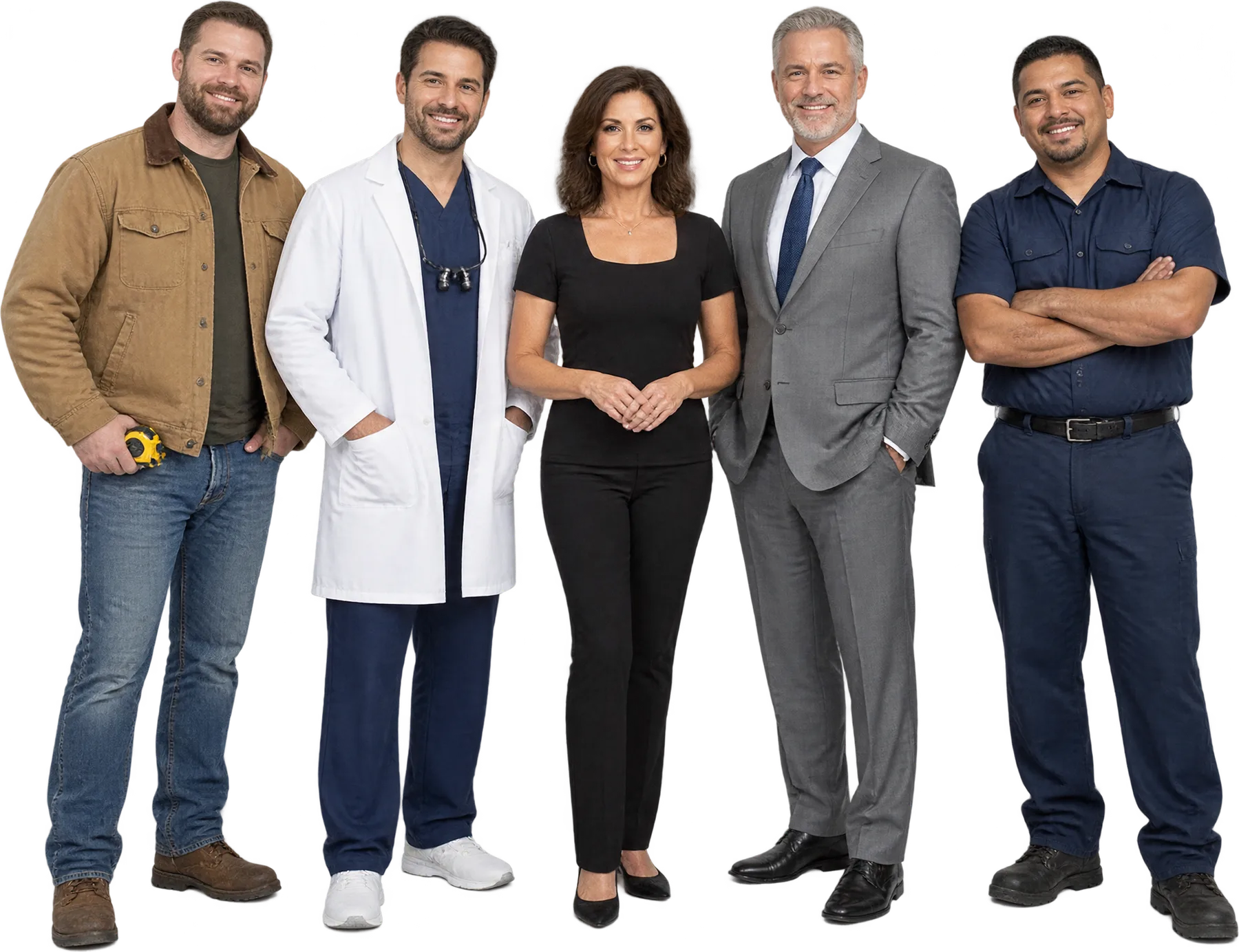 Five local business owners: a contractor, a dentist, a med spa owner, an attorney and a mechanic